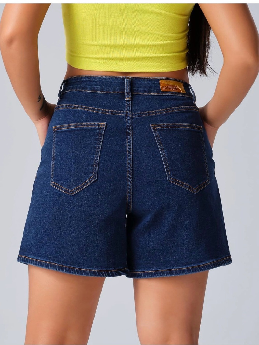 Amazon Dark Blue High-Rise Denim Shorts